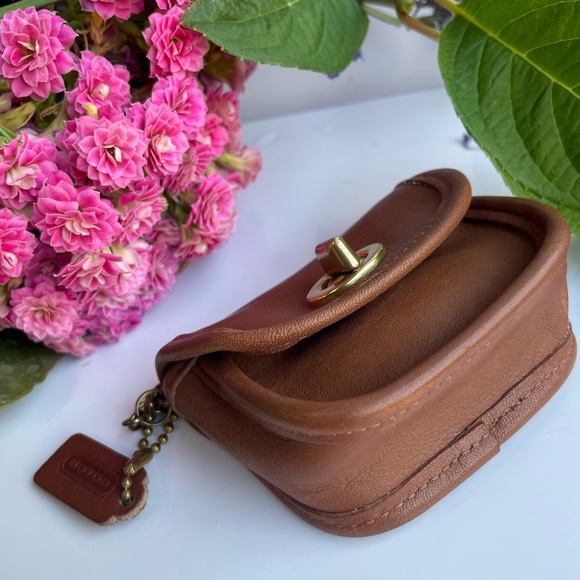 Vintage Coach Mini City Key Fob Coin Purse In British Tan Leather 7105- VGC - Picture 7 of 16
